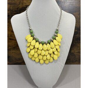 Fashion Necklace Yellow Rainfall Detail Green Beaded Necklace